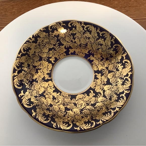 Aynsley china colbalt blue gold chintz cup and saucer - Picture 3 of 5